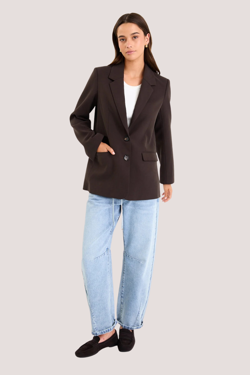 Diploma Dark Chocolate Two Button Vent Sleeve Blazer