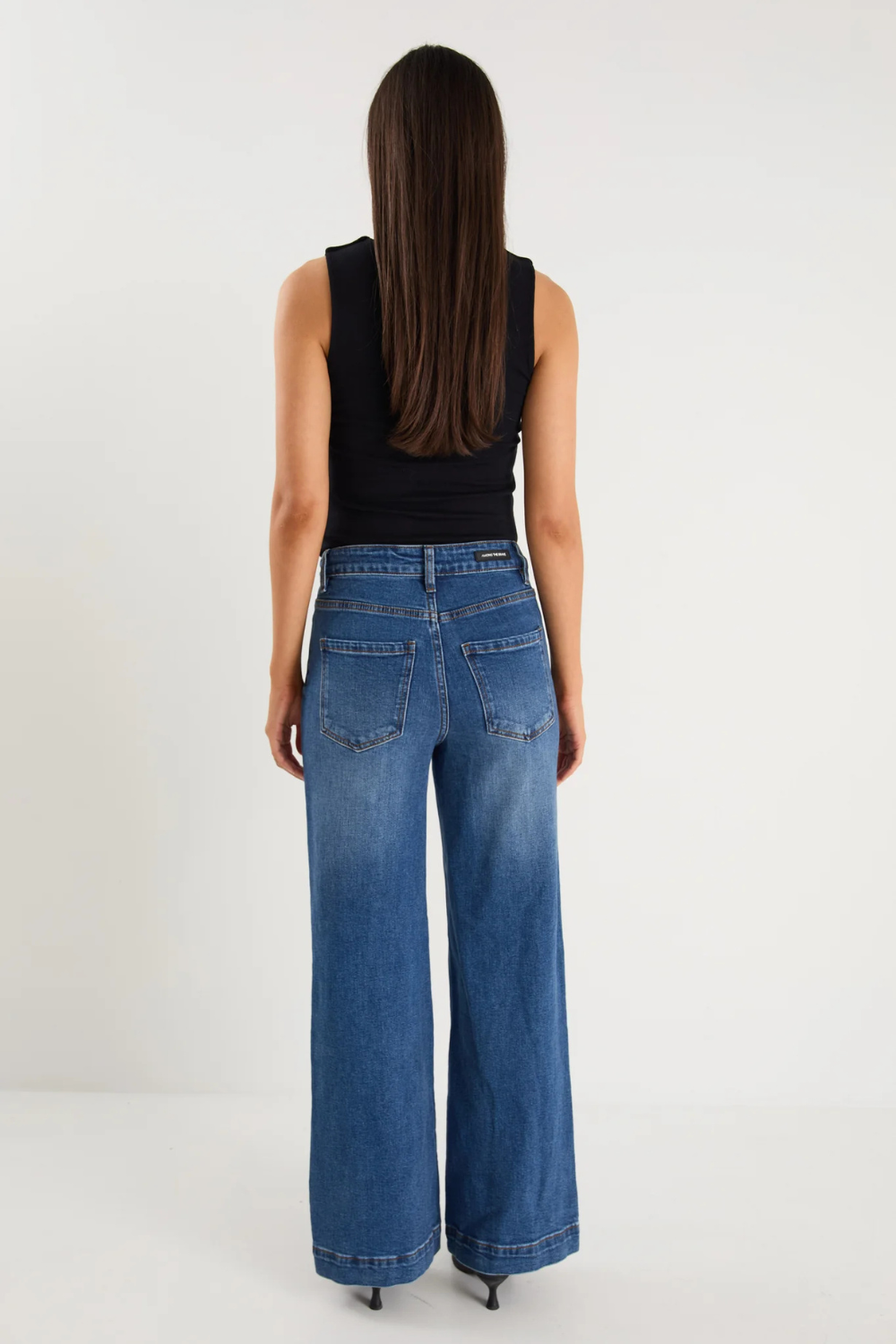 Zoey Marine Blue High Rise Wide Leg Pocket Jean