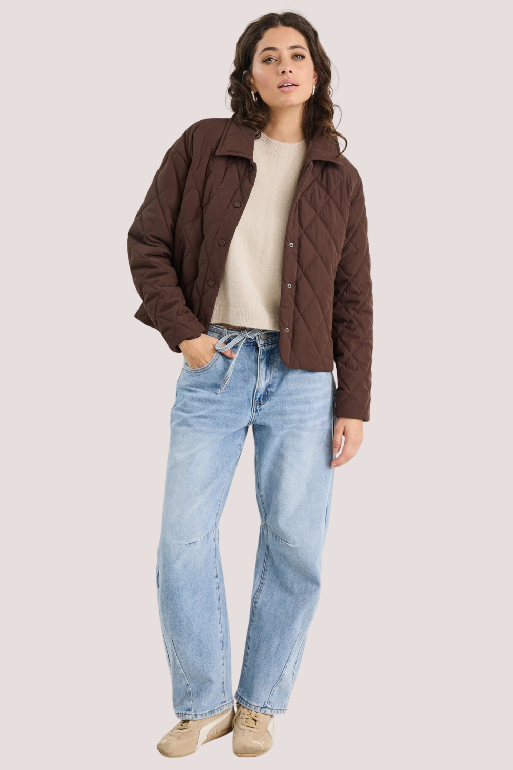 Absolute Chocolate Collared Quilted Jacket