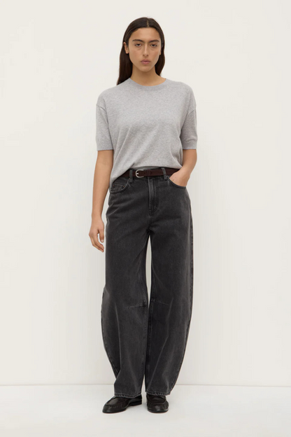 Vanya Cotton Cashmere Knit Tee | Grey Marle