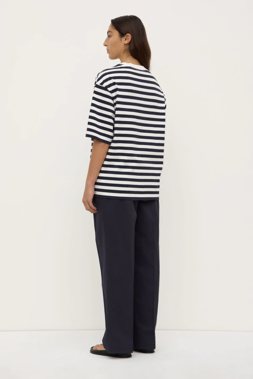 Monte Stripe Cotton Short Sleeve Tee | True Navy/White Stripe