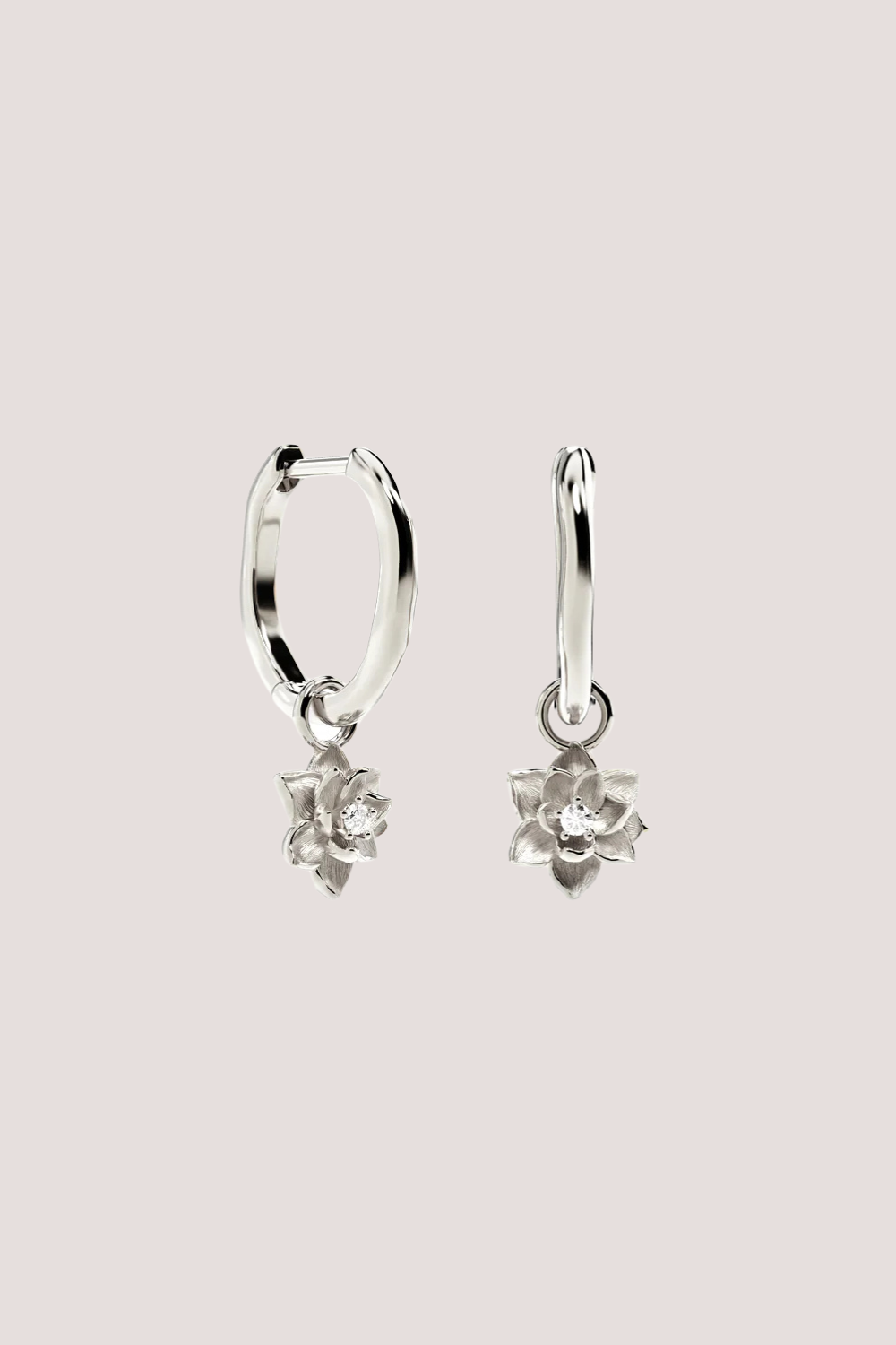 Sterling Silver Bloom Within Lotus Hoops