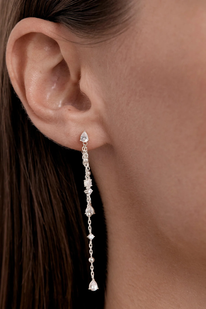 Sterling Silver Cosmic Whisper Chain Earrings