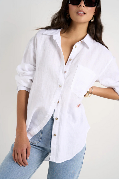 Optimum White Linen Oversized Shirt