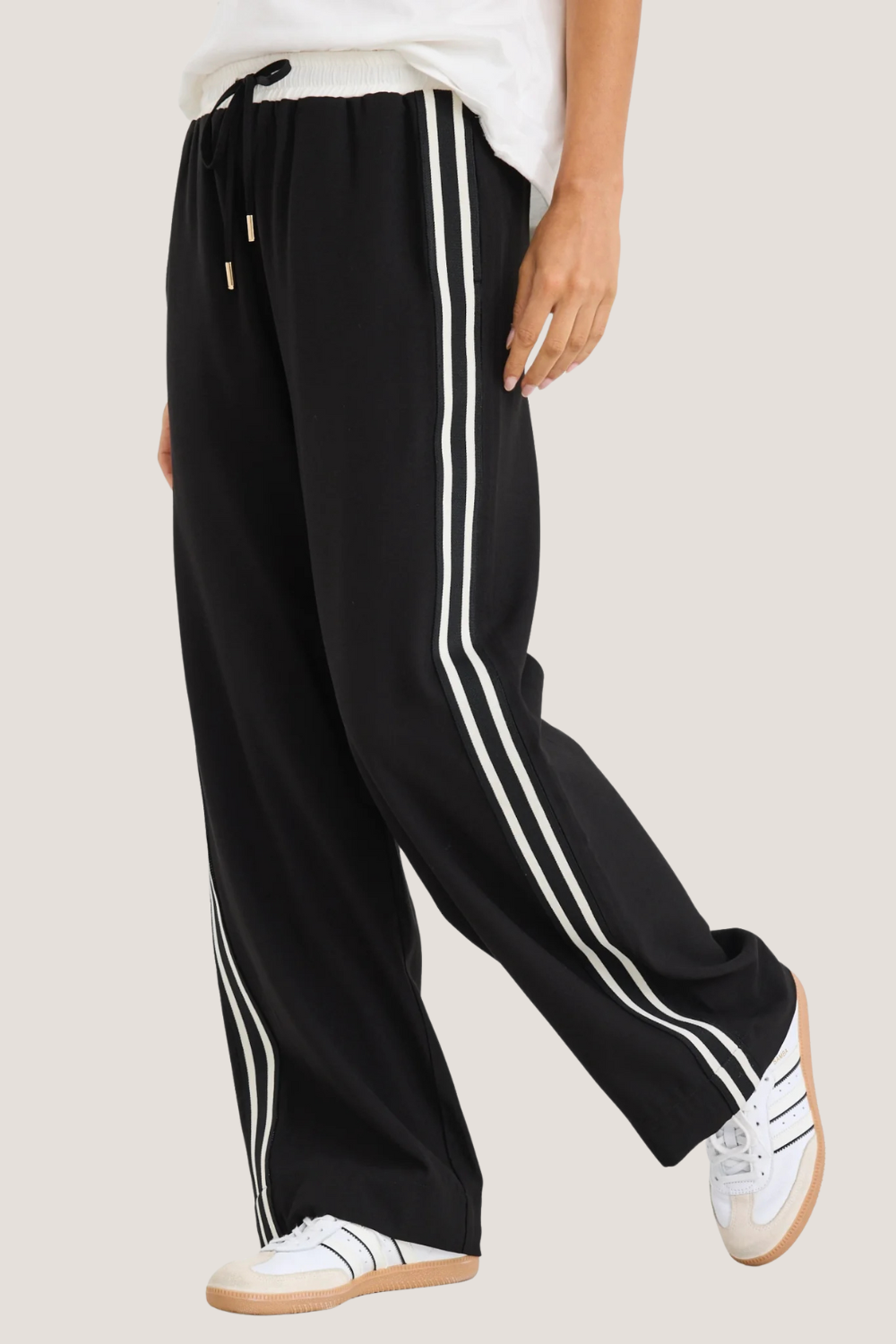 Ambient Black Contrast Waist Wideleg Pants