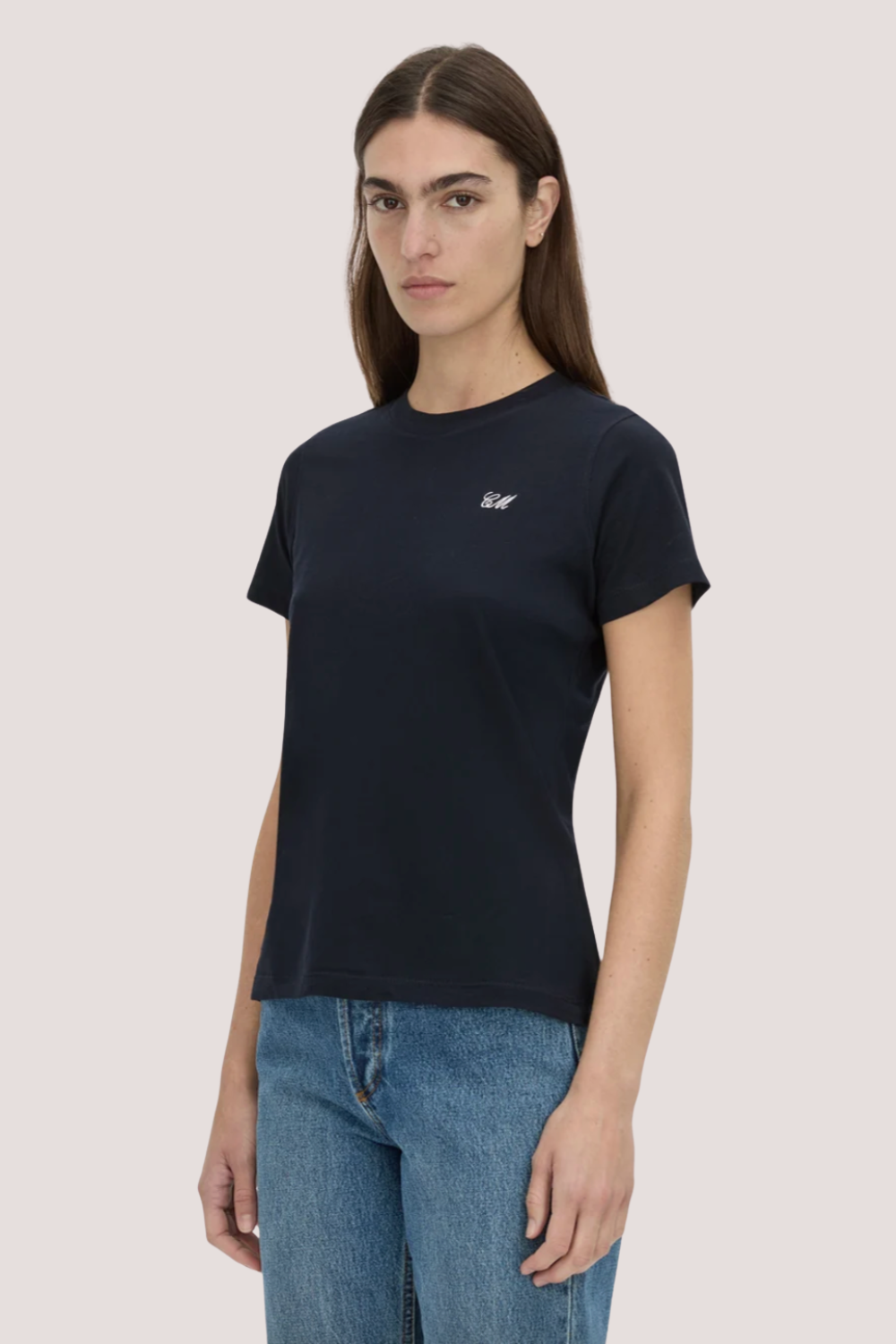 Birdie Fitted Print Tee | Black