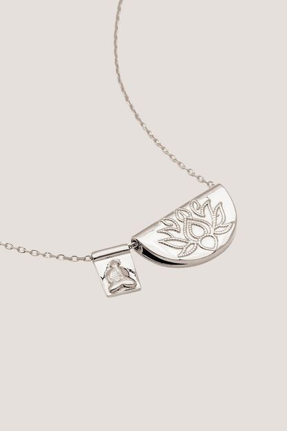 Sterling Silver Lotus and Little Buddha Necklace