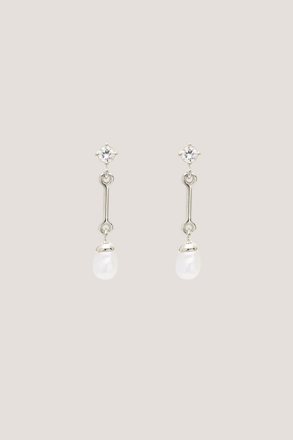 Sterling Silver Embrace Stillness Pearl Drop Earrings