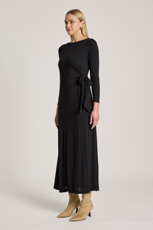 Aria Tie Maxi Dress | Black