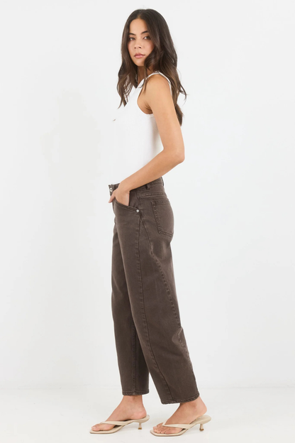 Idolise Mocha Stretch Soft Barrel Jeans