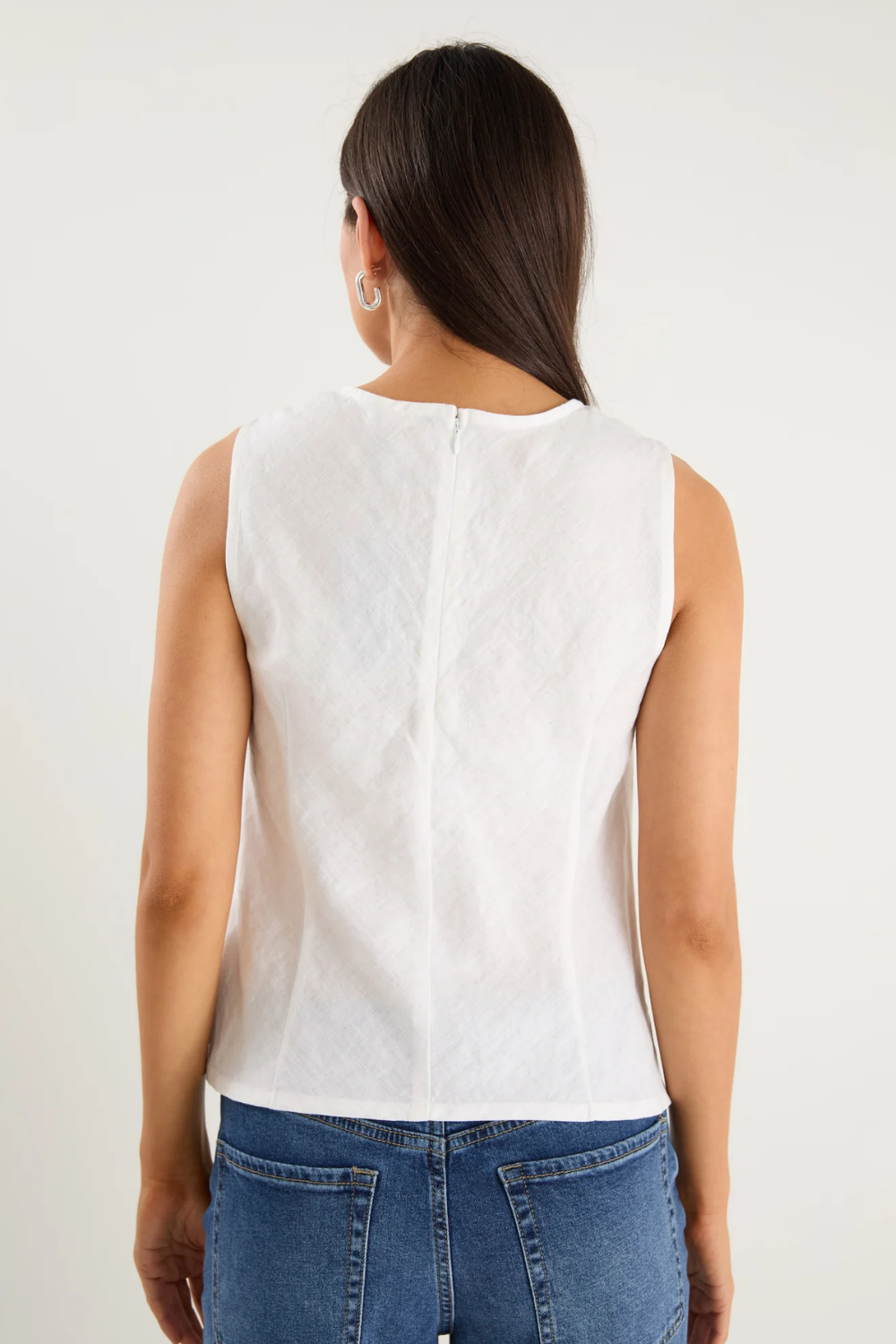 Shoreline Ivory Linen Bias Sleeveless Shell Top
