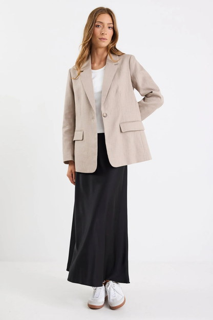 Dock Taupe Ramie Rolled Sleeve Blazer