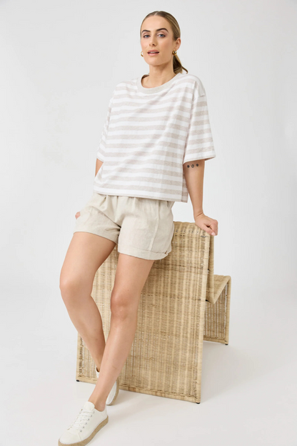 Studio Stripe Tshirt | Stone