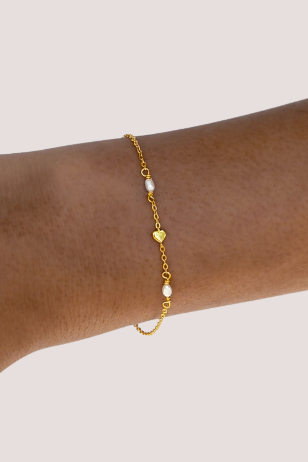 Heart & Pearl Bracelet | Gold