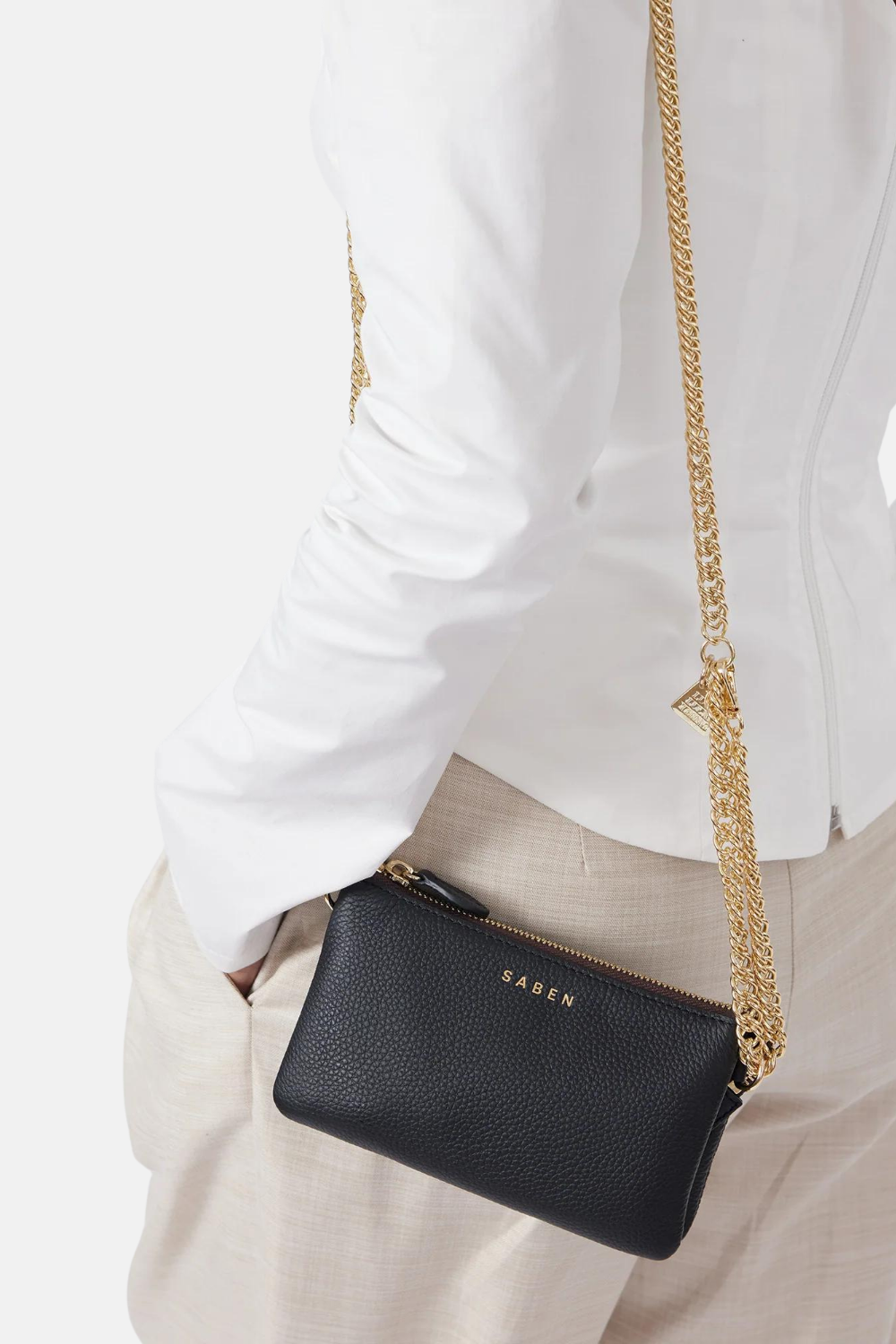 Lily Mini Bag Sand + Gold Curb Chain