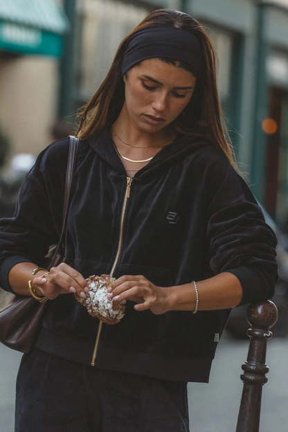 AJ Velour Hoodie | Noir