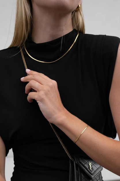 Serpentine Necklace | Gold