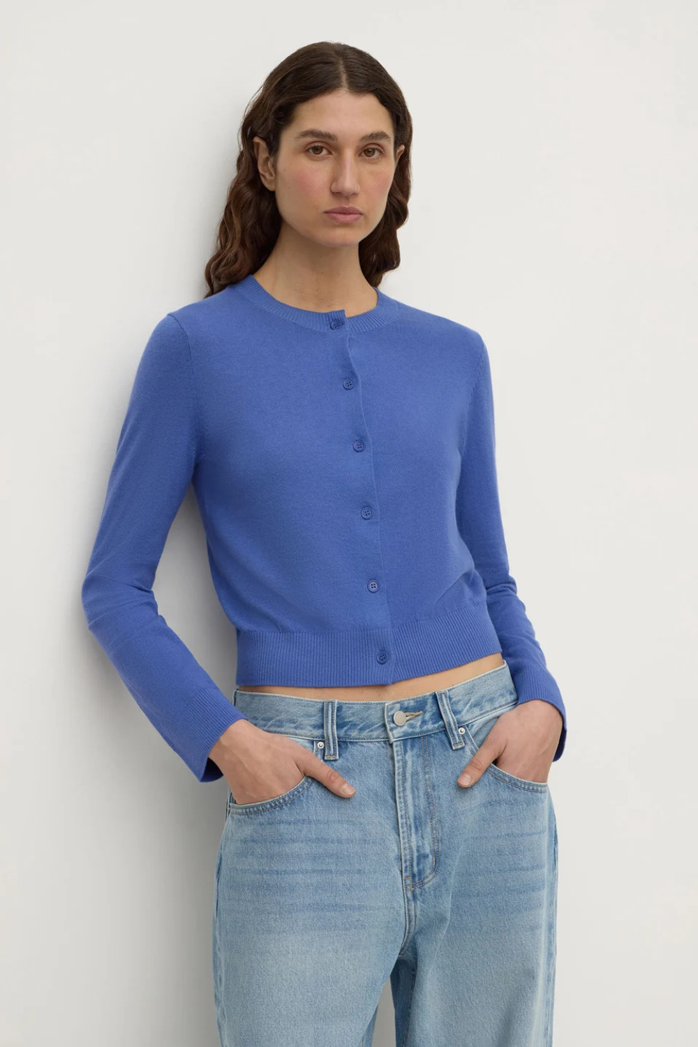 Orina Cotton Cashmere Cardigan | New Blue