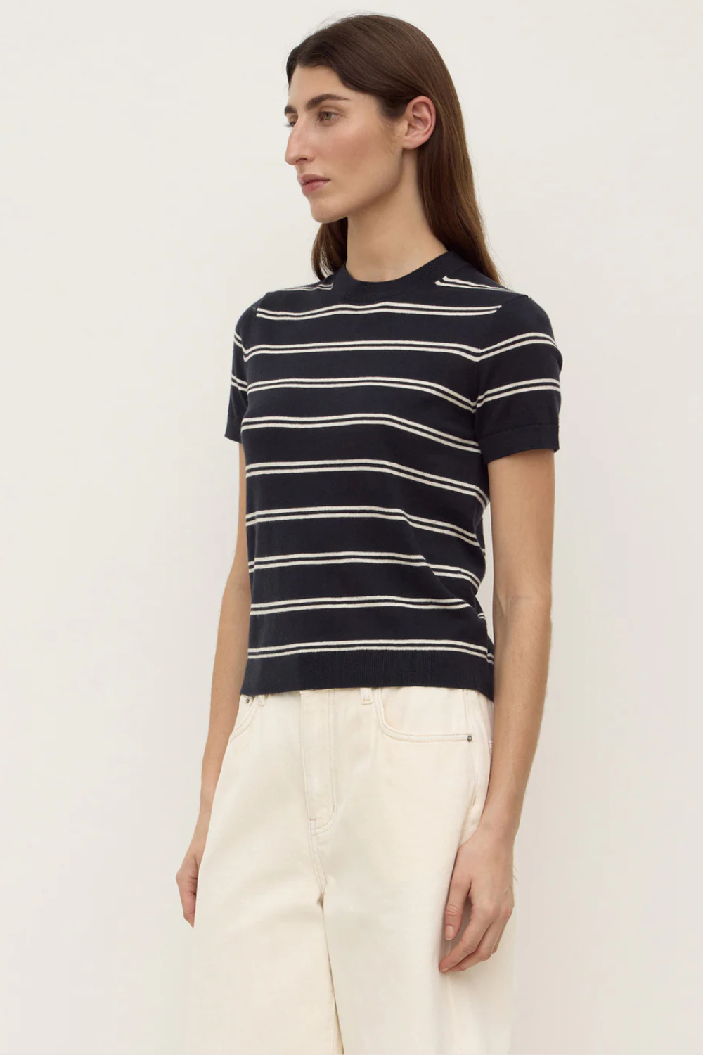 Cashmere Tee | True Navy/Cream