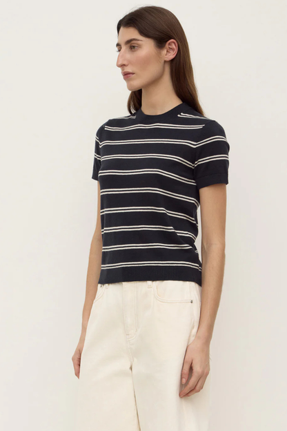 Cashmere Tee | True Navy/Cream