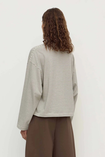 Malone Stripe Wide Sleeve Tee | Cream/Black