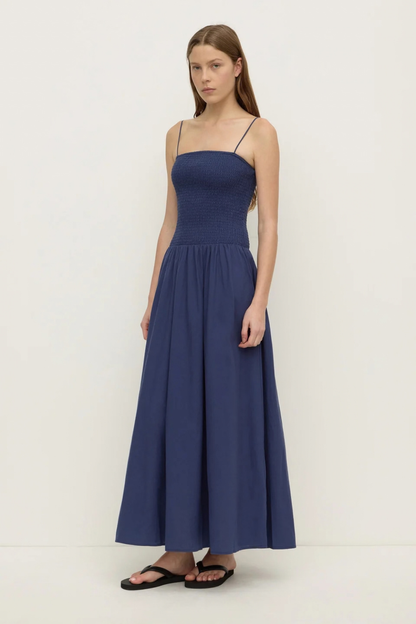 Connie Cotton Shirred Dress | Imperial Blue