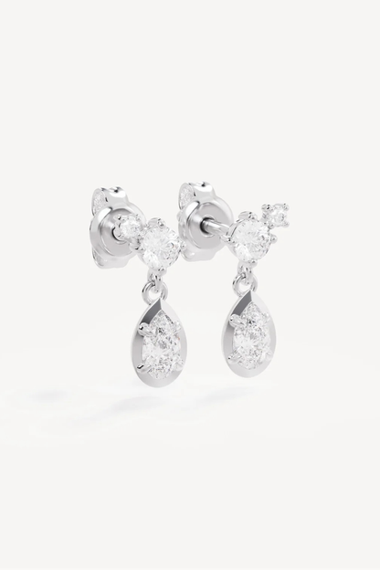 Sterling Silver Quiet Radiance Drop Stud Earrings