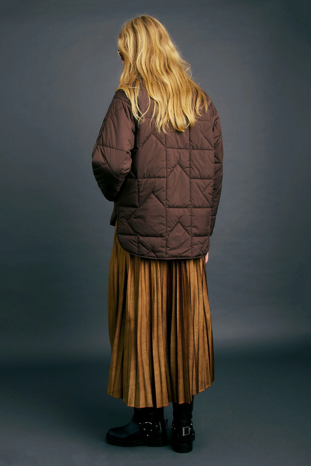 Quilted Monogram Jacket | Chocolate