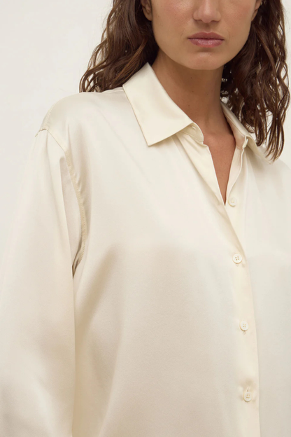 Pippa Silk Long Sleeve Shirt | Cream