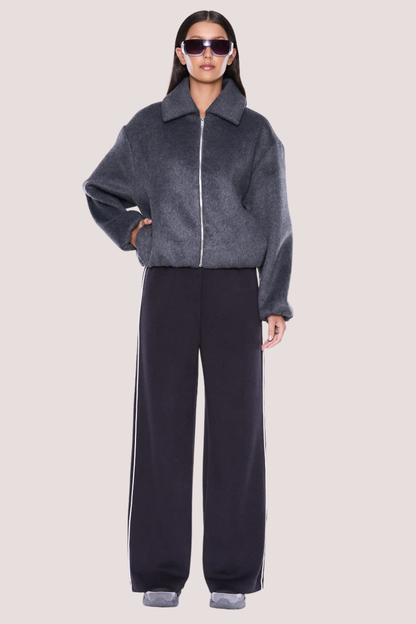 Maeve Wool Blend Bomber | Grey