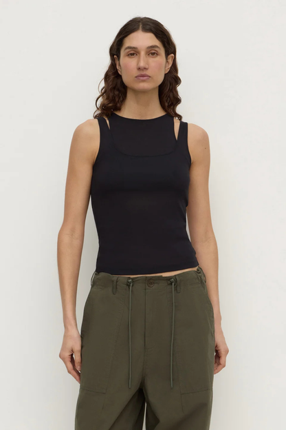 Mika Jersey Layered Tank | Black