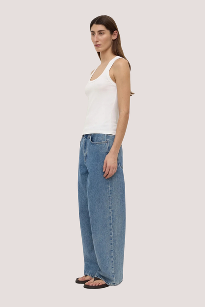 Robyn Scoop Neck Rib Tank | White