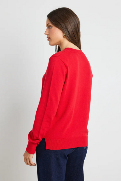 Staycation Red Fine Gauge Cashmere Blend Knit Jumper