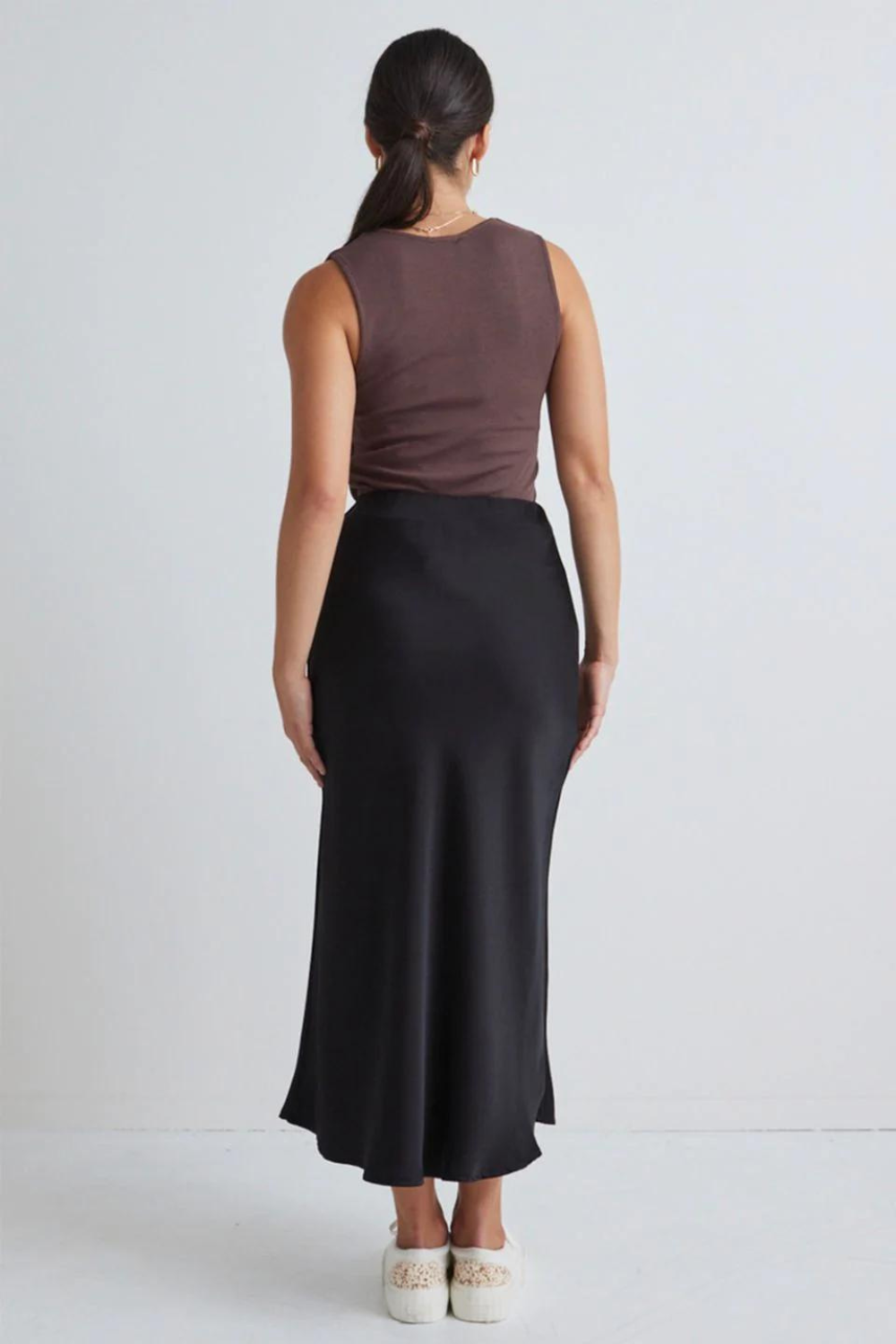 Black satin midi skirt nz best sale