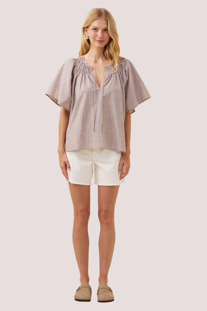 Lyndell Shirred Top | Taupe