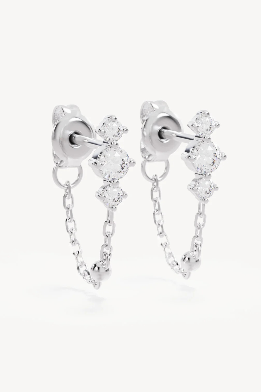 Sterling Silver In the Stars Chain Huggie Earrings