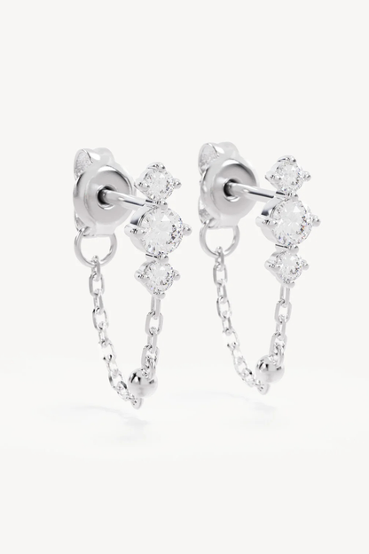 Sterling Silver In the Stars Chain Huggie Earrings