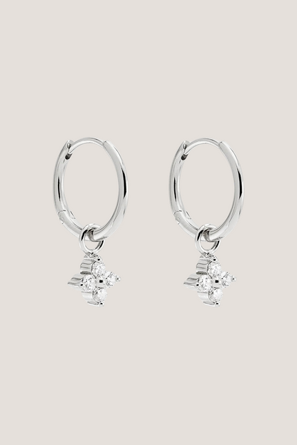 Sterling Silver Crystal Bloom Hoops
