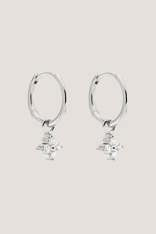 Sterling Silver Crystal Bloom Hoops