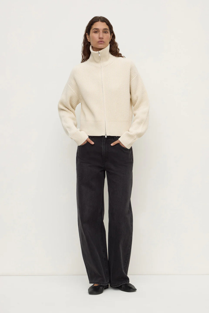 Kaia Wool Zip Sweater | Antique White