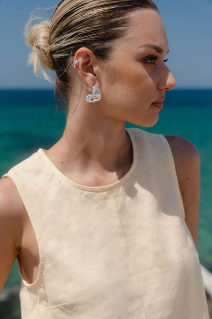 Shoreline Butter Linen Bias Sleeveless Shell Top