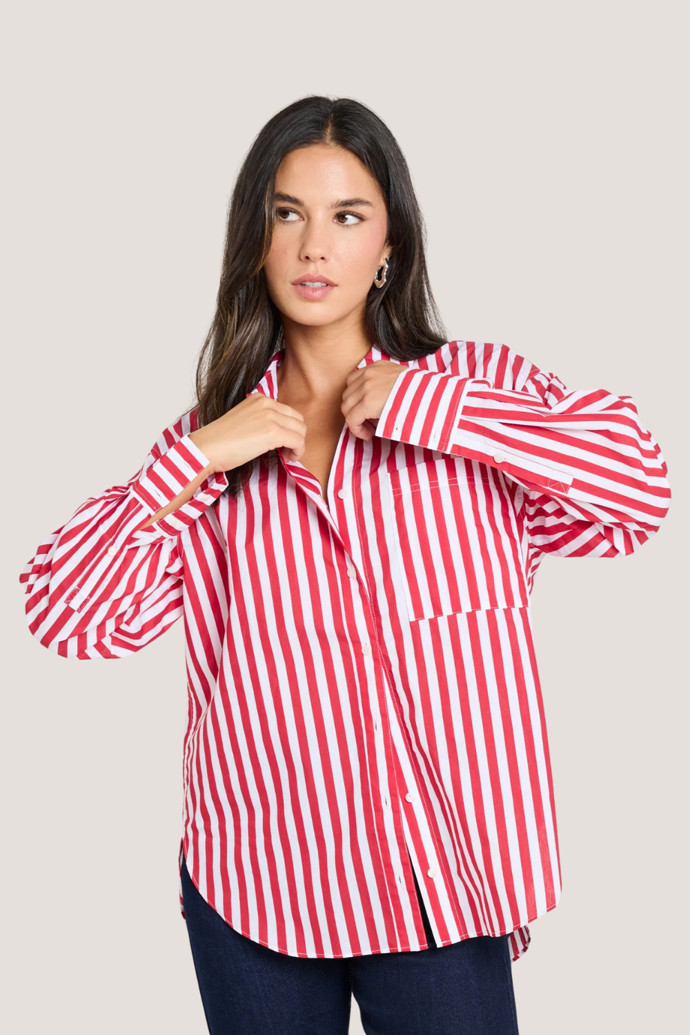 You Got This Red Stripe Oversized Shirt