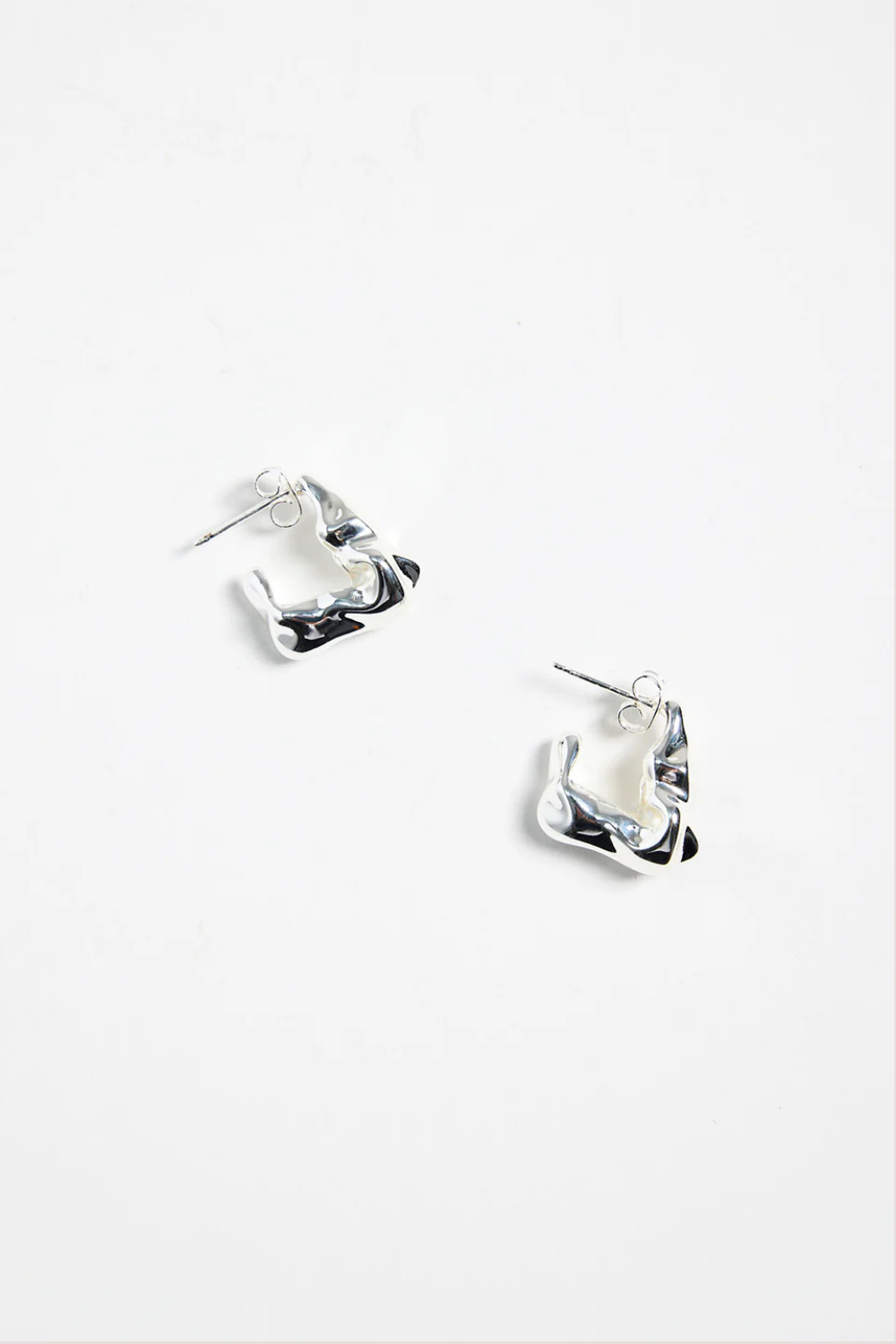 Wavy Organic Sterling Silver Plate Huggie Earring