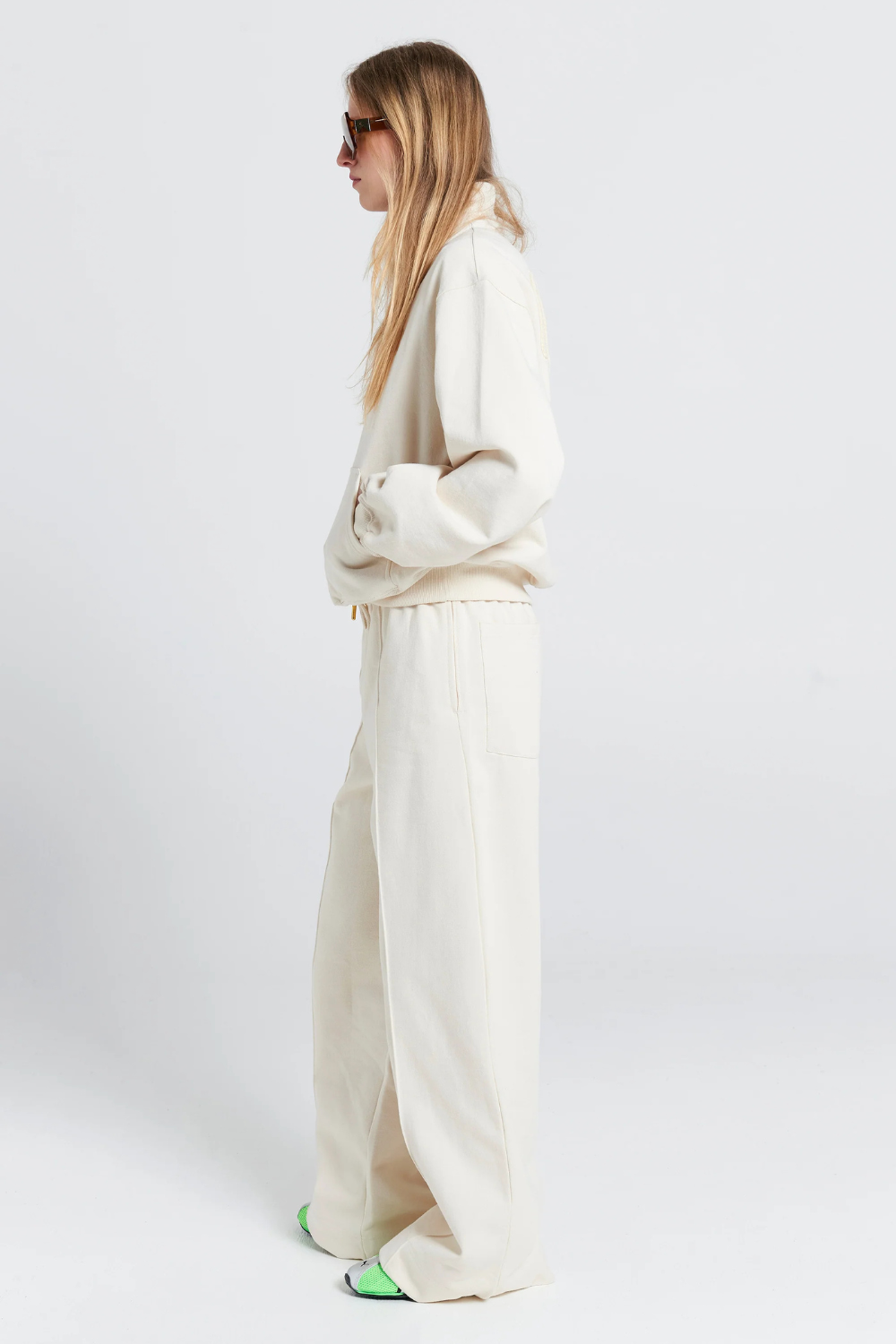 Pin Tuck Track Pants | Ecru