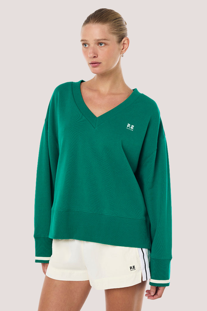 Courtside V-Neck Sweat | College Green