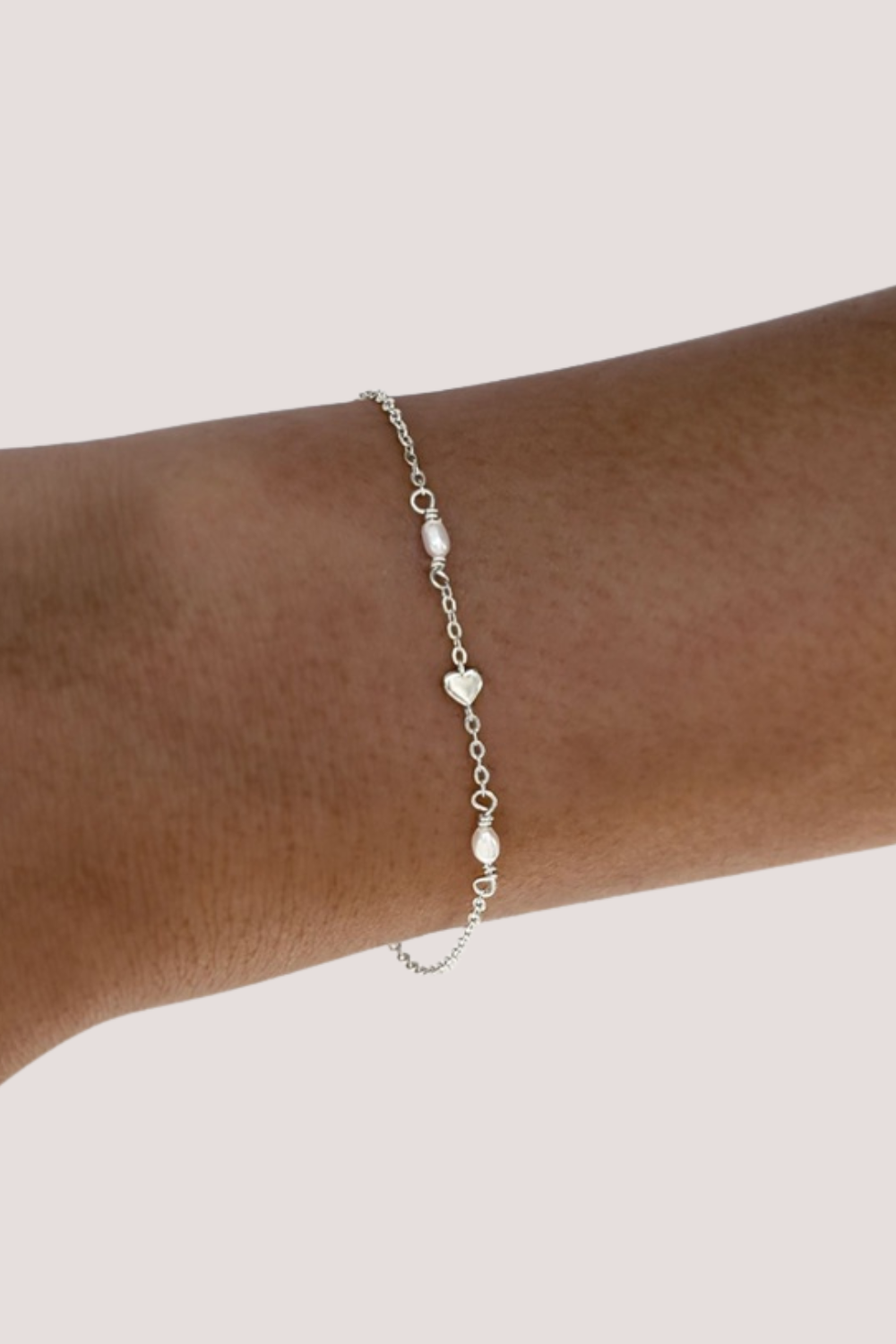 Heart & Pearl Bracelet | Silver