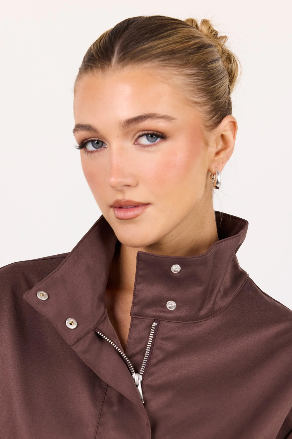 Landscape Chocolate Funnel Neck Track Jacket