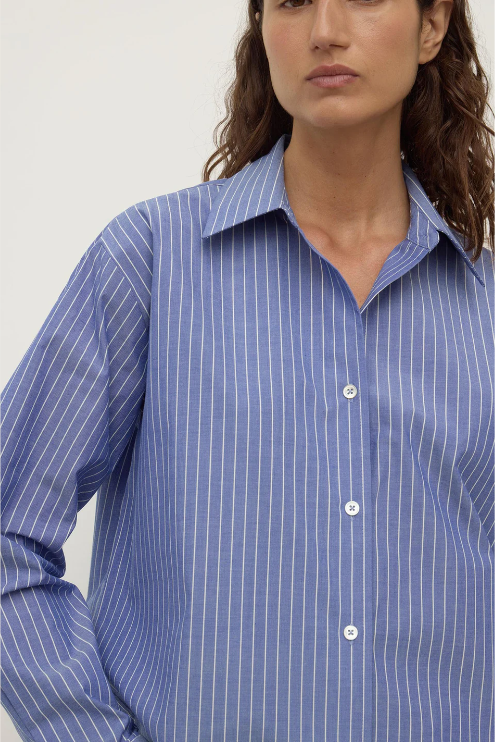 Anais Stripe Long Sleeve Shirt | Blue/White Stripe