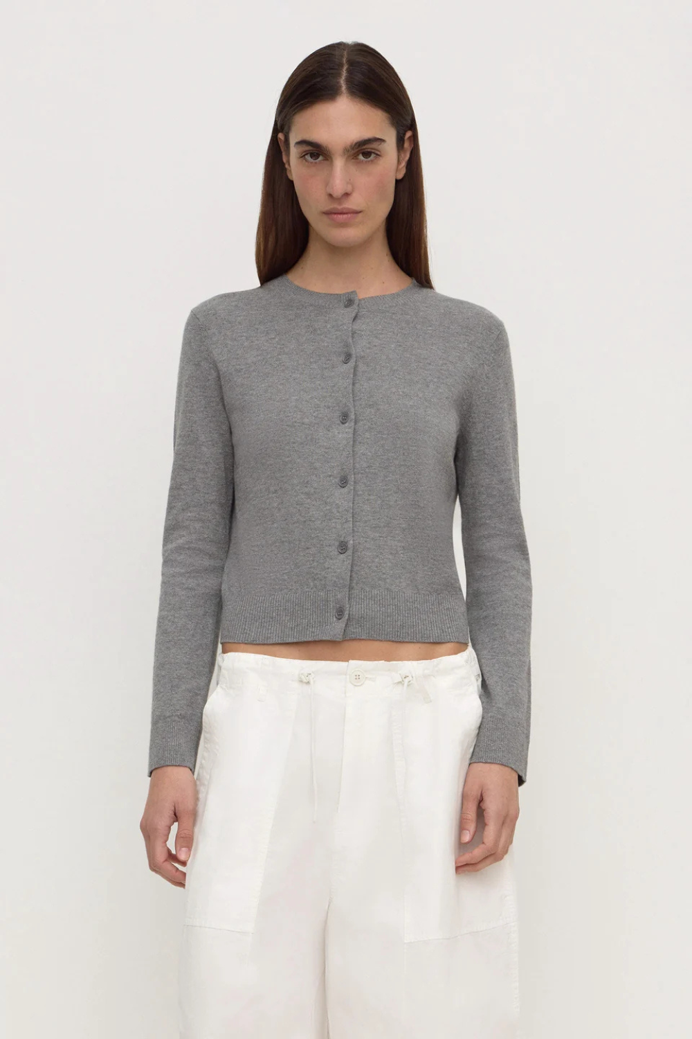 Orina Cotton Cashmere Cardigan | Dark Grey Marle