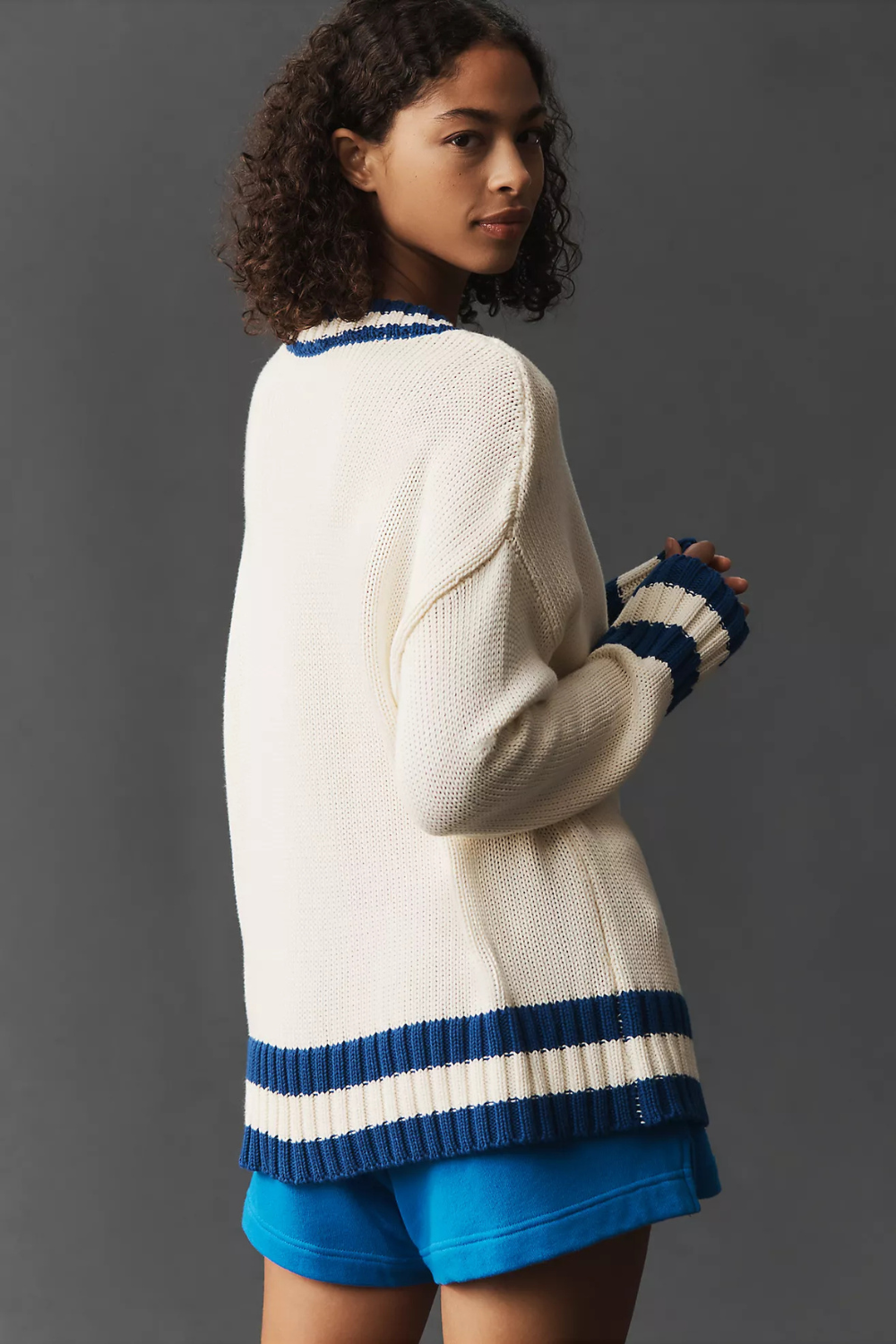 AJ V-Neck Knit Sweater Coconut